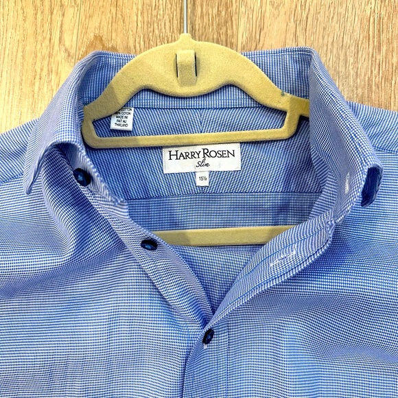 Harry Rosen - Men’s Blue & White Dress Shirt (15.5 - Medium) - Picture 2 of 2